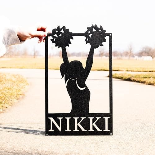 Custom Metal Cheerleading Athlete Wall Art | Personalized Female Cheerleader Name Sign, Kid Nursery Decoration, Cheer Mom Gift, Cheer Gift - Image 1