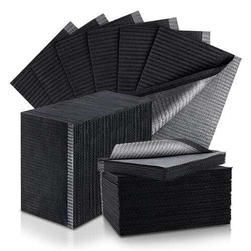 80Pcs Disposable Nail Mats - Fordable Nail Paper Towels for Table Acrylic Nail Practice Sheet, 13" x 18" 3 Ply Waterproof Nail Art Table Mats Clean Pads for Salon Manicure Tattoo (Black) - Image 1