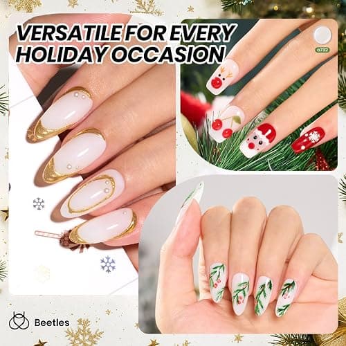 Beetles Winter's Glee Milky White Gel Nail Polish - 15ml Neutral Jelly Nude Nail Polish Base Color Nail Concealer Sheer Translucent Effect Soak Off UV French Nail Art Salon Christmas Gift for Women thumbnail 6