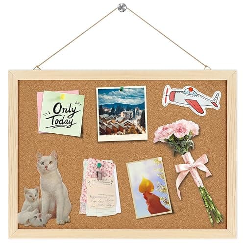 Cork Board,FEBSNOW Cork Board Bulletin Board,14.6 X 11 inches Vision Board,Bulletin Board for Office,Wall Mounted Pin Board for Office Home and School,14.6x11Inches - Image 1