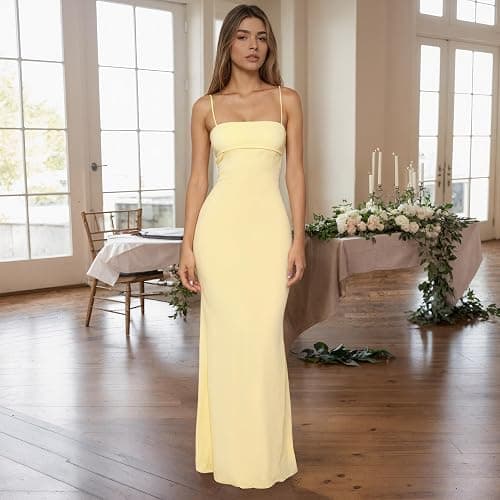 VANCOL Women's Cutout Backless Maxi Dress Sexy Sleeveless Tight Slip Spaghetti Strap Long Dresses thumbnail 2