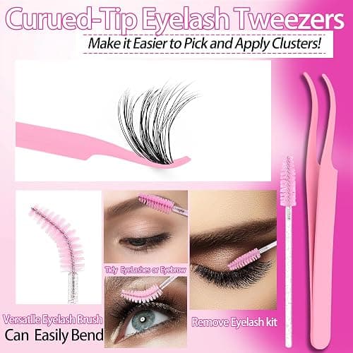 YlDUO Lashes Clusters Kit 7 style Mix Clusters Eyelashes Extensions 835Pcs C-Curl Volume Lashes Clusters Kit 9-18mm Wispy DIY Individual Fake Eyelash Extensions Kit DIY at Home Easily thumbnail 9