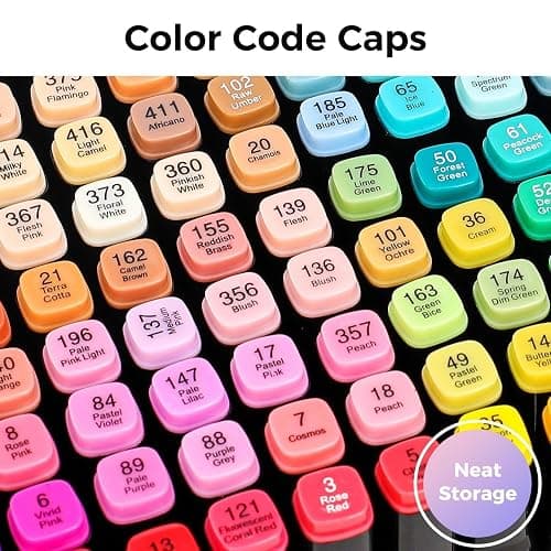 Soucolor Alcohol Markers 100 Colors with Case & Holders, Dual Tips Chisel & Fine Art Markers for Adult Coloring Kids Drawing, Artist Markers Art Supplies for Blending Sketching thumbnail 4