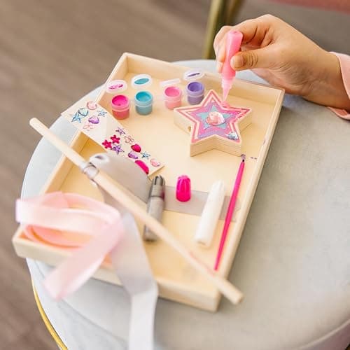 Melissa & Doug Created by Me! Wooden Princess Wand, Arts & Crafts Kit with Paint, Glitter Stickers, Ribbons & More, Princess Toys for Kids 4+ thumbnail 5
