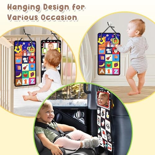 URMYWO Tummy Time Toy - Black and White High Contrast Baby Toys for Newborn - Baby Visual Stimulation Mirror - Montessori Sensory Crinkle Toy for Infant 0-3-6-12 Months - Shower Gift for Boy Girl thumbnail 7