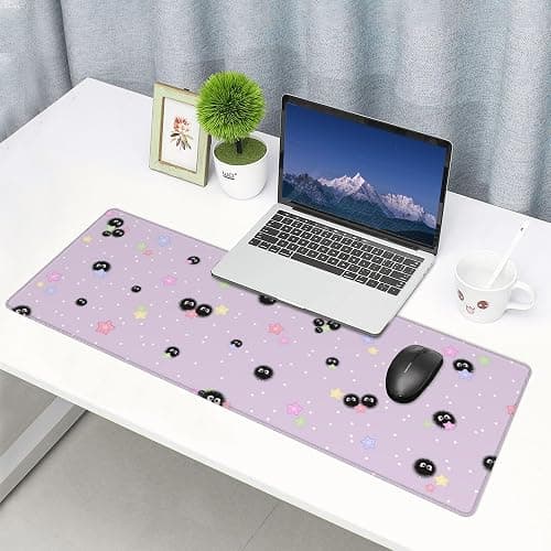 Purple Cute Mouse Pad,Large Anime Gaming Mousepad,Star Sea Urchin Office Desk Mat for Girls Women,Non-Slip Desk Protector Pad,Mouse Mat with Stitched Edges,31.5x12In,in Lavender thumbnail 8