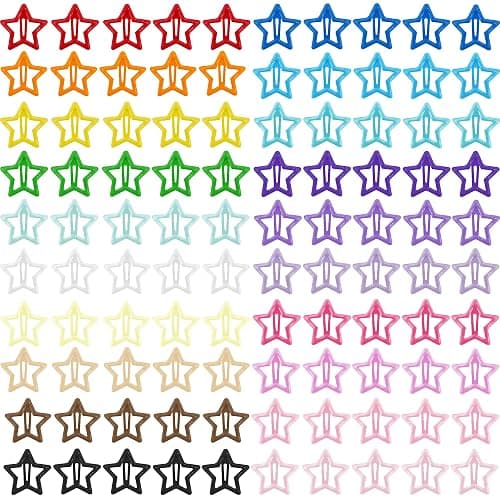 Star Hair Clips Snap Hair Barrettes Non Slip Star Hair Accessories Multiple Colors Metal Hair Clips for Girls Women -100PCS 1.18" - Image 1