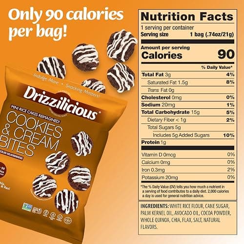 Drizzilicious Mini Rice Cakes Variety Pack - Rice Crisps, Healthy Snack for Adults and Kids, Flavored Rice Cakes, Vegan, Gluten Free, Allergen Free, Only 90 Calories Per Bag - 0.74 oz (Pack of 12) thumbnail 5
