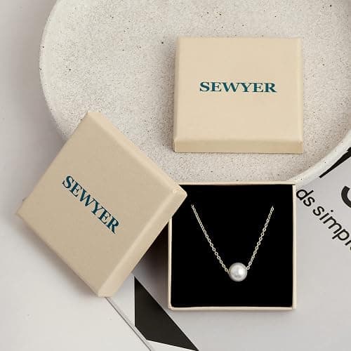 Sewyer Dainty Pearl Pendant Necklaces for Women 14K Gold Plated Handmade Layered Pearl Chain Necklace Delicate Layered Pearl Necklace Everyday Jewelry Gift thumbnail 8