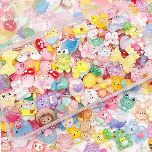 JINDUODUO 120 Pcs Flatback Resin Slime Charms, Bulk Kawaii Assorted Cute Charms Ornaments for Phone Junk Cases, Scrapbooking, DIY Crafts thumbnail 2