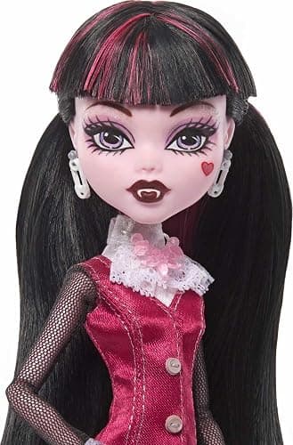 Monster High Draculaura Reproduction Doll Wearing Original Fashion & Shoes with Pet, Display Stand & Accessories, 10-5-inch Collectible Toy thumbnail 3