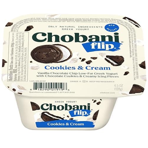 Chobani, Flip, Low-Fat Greek Yogurt Cookies & Cream, 4.5oz thumbnail 3