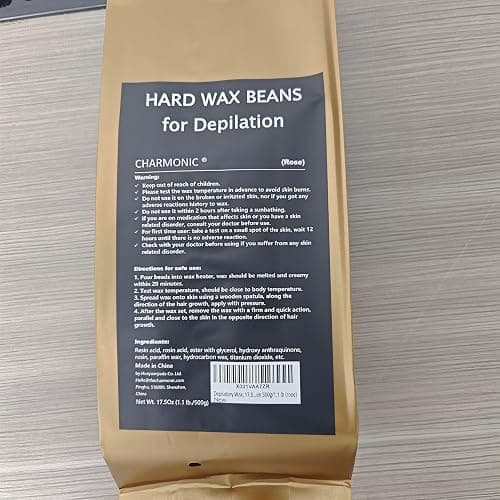 Charmonic Depilatory Wax, 17.5 Oz Hard Body Wax Beans for Women Men, Hair Removal European Beads 500g/1.1 lb (rose) thumbnail 8