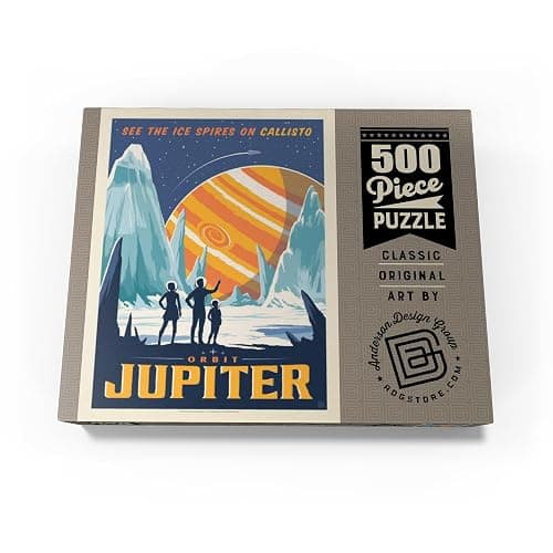 MyPuzzle Jupiter: Ice Spires of Callisto, Vintage Poster - Premium 500 Piece Jigsaw Puzzle for Adults thumbnail 4