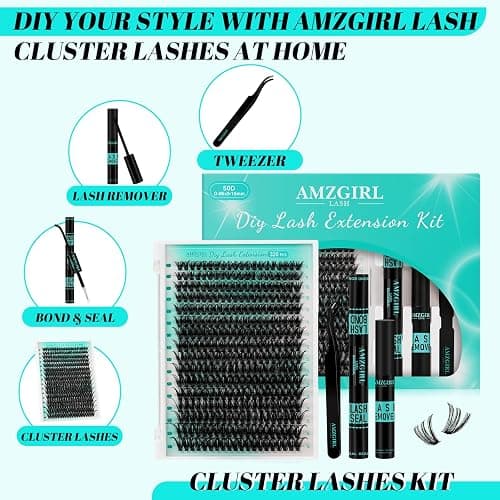 Lash Clusters Kit 320Pcs,50D Eyelash Extension Kit,Lash Bond and Seal Waterproof,Lash Remover for Individual Cluster Lashes Kit,Lash Applicator Tool for DIY Lash Extension Kit(D-Mix9-16mm Kit) thumbnail 2
