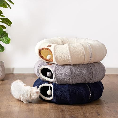 ZOMISIA Cat Tunnel Bed for Indoor Cats, Cute Cat Donut Toy Tunnel for Small Large Cats with Washable Circle Cushion, Peekaboo Pet Cave Play Tunnel for Kitten, Puppy, Navy Blue thumbnail 5