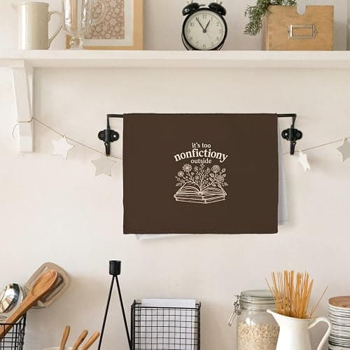 Yorhifa Brown Floral Book Kitchen Dish Towels, Book Lover Reader Bookish Bookworm Gifts, It's Too Nonfictiony Outside Hand Towels for Bathroom Kitchen Decor, 16x24 Inches thumbnail 4