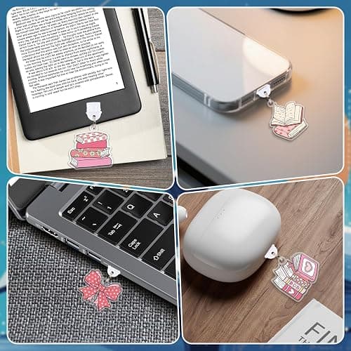 Wxiben Dust Plug Charm for Kindle - 9 Pack Dust Plug Compatible with Type C/USB C Charging Port Pendant Plug Cover for Phone E-Reader Book Lover Gifts Dust Plug Accessories for Women Men thumbnail 6