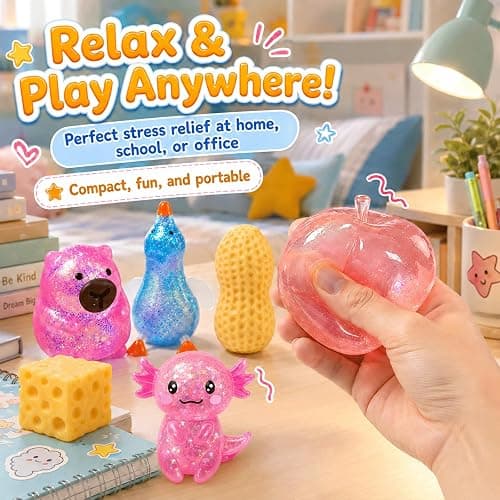 6 Pack Squishy Sugar Cheese Rising Slow Toys Crunchy Rise Set Box Food Sand Foam Cute Filled Shaped Stress Relief of Mini Animals Ball Bulk Swaps Duck Apple Peanut thumbnail 7