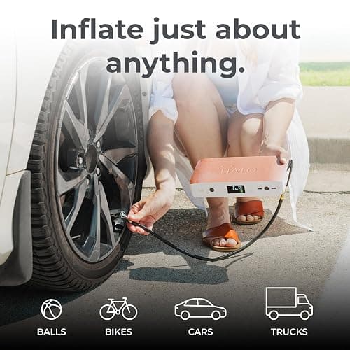 HALO Bolt Air 58830 Portable Car Battery Jump Starter | 100 PSI Air Compressor, 58.8Wh USB Power Bank, Emergency Floodlight & Charger, Jump Cars SUVs & Trucks, Inflate Tires, TSA Approved — Rose Gold thumbnail 3