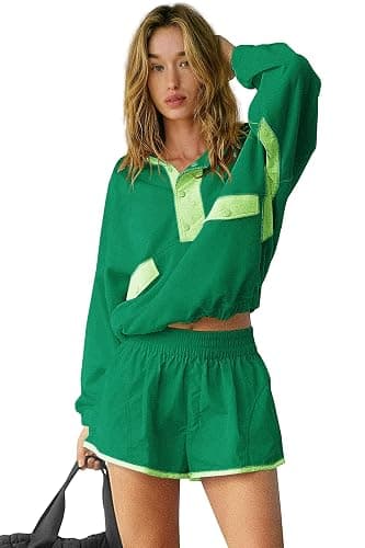 Nirovien Womens Workout Sets Short Athletic Set Activewear 2 Piece Outfits Pullover Sweatshirt and Shorts thumbnail 7