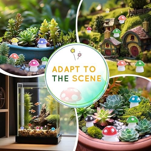 180 Pcs 18-Color Mini Resin Mushroom Figures,Glow in Dark Miniature Figurines Bulk for Fairy Garden,Dollhouse Décor,Terrarium & Scavenger Hunts - Tiny Mushroom Accessories with Realistic Details thumbnail 6