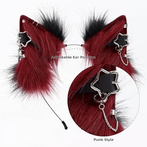 MANYU ZONES Handmade Cat Ears Headband Adjustable Animal Furry Ear Animal Headband Wolf Ear Hairband for Cosplay Christmas thumbnail 4