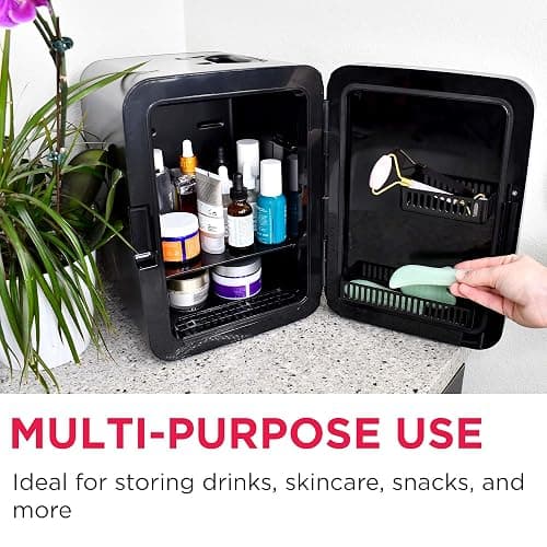 Frigidaire Mini Personal Fridge Cooler, Countertop, Holds Up to 10L/15 Cans, Brushed Black Stainless Rugged Design, Portable for Skincare, Makeup, Car, Office, Bedroom, Dorm Room, or Cabin thumbnail 5
