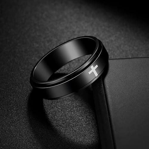 Udolfly Mens Fidget Rings Anxiety Spinner Rings for Men Classic Chain Rings for Women Adults Titanium Steel Ring thumbnail 5