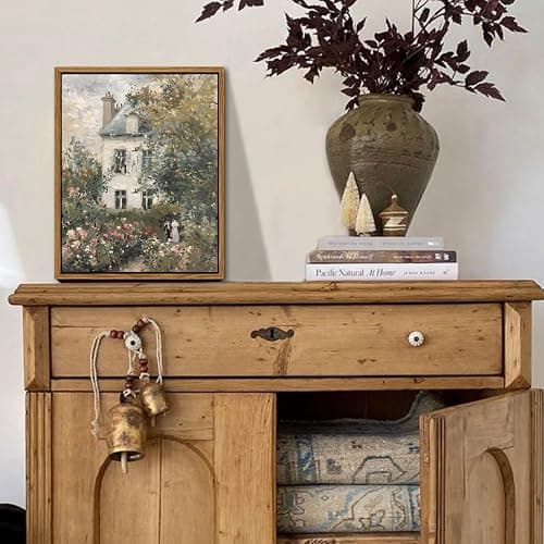 Floating Framed Canvas Vintage Wall Art, Neutral English Cottage Rose Garden Oil Paintings Print, Spring Pictures Wall Decor for Living Room Hallway Bedroom Office Rustic Decor 8x10 inch thumbnail 7