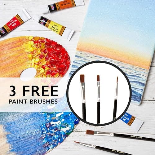 KOLOR KINGDOM Acrylic Paint Set 24 Colours Canvas Paints Kit with 3 Paint Brushes for Crafts,Kids Paints, Paper, Rock Painting, Wood,Ceramic & Fabric Vibrant Colors (24 X 12ML) thumbnail 3