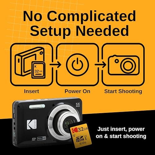 Digital Camera Set Bundle with Kodak Pixpro FZ55 Black Compact Digital Camera, 32gb SD Card, and Clikoze Cleaning Cloth thumbnail 5