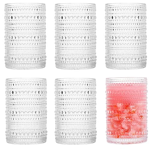 Consou Large Glasses Set of 6, 15 oz Hobnail Glassware Thick Glass Heavy Base - Image 1
