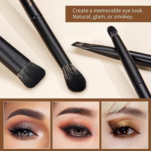Jessup Makeup Brushes Set Jessup Make up Brushes 14Pcs Black Kabuki Foundation Eyeshadow Contour Concealer Powder Eyeliner Crease Eyebrow Blending Brush with Gift Box, T336-G thumbnail 6