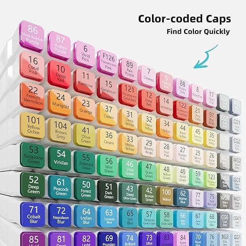 MemOffice 80 Colors Dual Tip Artist Alcohol Markers Set with Carrying Case - Perfect for Coloring, Drawing, Sketching, Card Making and Illustration - Perfect for Adults and Kids thumbnail 6