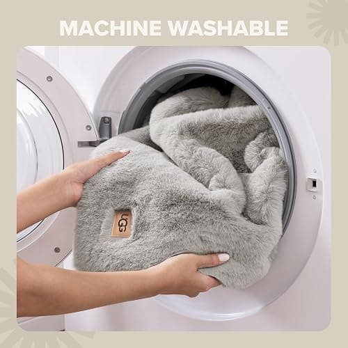 UGG Euphoria Plush Faux Fur Throw Blanket, Oversized Warm Throw for Couch or Chair, Luxury Bedroom Decor, Christmas Cozy Blankets, Machine Washable, 50-inch x 70-inch, Seal Grey thumbnail 7