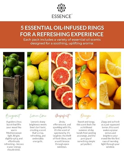 Essence Nasal Diffuser Citrus Bundle – Essential Oil Silicone Nose Rings for Mood, Energy & Positivity – Wearable Aromatherapy Pack with Lemon, Orange, Grapefruit & Bergamot thumbnail 3