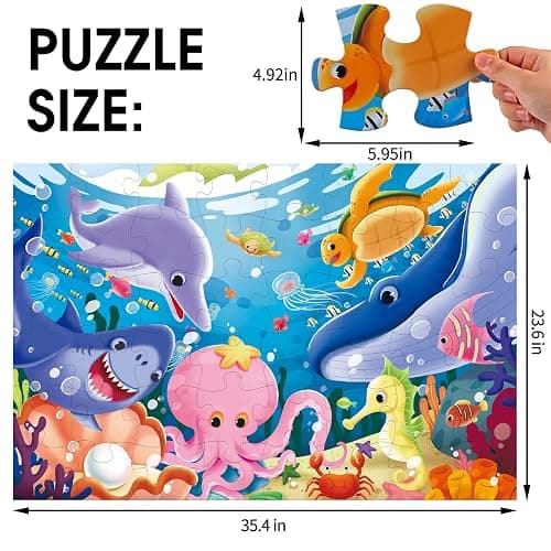 Jumbo Floor Puzzle for Kids Underwater Jigsaw Large Puzzles 48 Piece for Toddler Children Learning Preschool Educational Intellectual Development Toys 3-5 4-8 Years Old Gift for Boys and Girls thumbnail 3