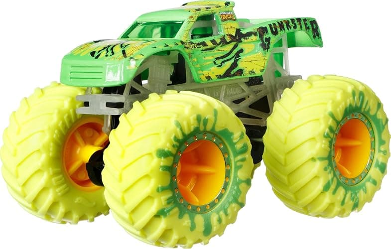 Hot Wheels Toy Monster Trucks 10-Pack of Glow-in-the-Dark 1:64 Scale Vehicles, GITD Set of 5 Trucks & 5 Cars, Play Vehicles for Kids & Collectors thumbnail 5