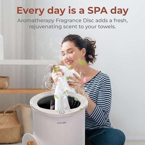 SereneLife Bucket Towel Warmers, White Large Towel Warmer for Spa and Bathroom, Luxury Towel Heater Gifts for Him & Her, Auto Shut-Off, Fits 2 large, Blankets, Bathrobes, PJ's thumbnail 3