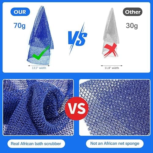ZOCY African Net Sponge, Authentic Exfoliating Body Scrubber for Bath and Shower, Multiple Textures with Gentle Deep Exfoliating and Rich Lather for All Skins (Blue) thumbnail 4