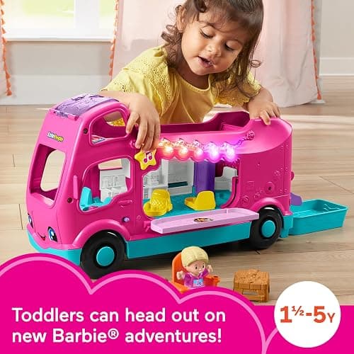 Fisher-Price Little People Toddler Toy Barbie Dreamcamper RV Playset with Music Lights & Figures for Pretend Play Kids Ages 18+ Months thumbnail 2