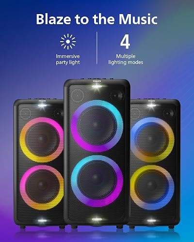 Philips X5206 bluetooth party speaker, portable with wheels, exciting light show, karaoke machine with microphone and Guitar Input, powerful bass & subwoofer, long playtime, perfect for outdoor events thumbnail 6