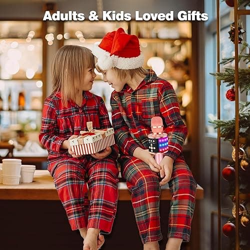 BONAOK Karaoke Microphone for Kids & Adults - Bluetooth Singing Mic with Disco Lights, Echo Effect, Built-in Speaker Portable for Party Travel Gifts,Multipurpose Condenser Microphone Q78(Rose Gold) thumbnail 3