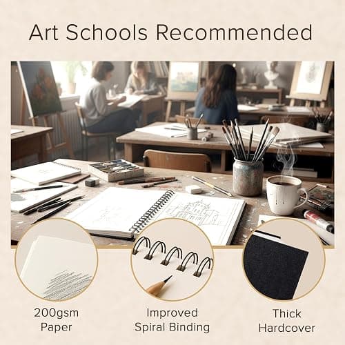 A4 Hardcover Drawing Book - Extra Thick Paper (200 GSM) - Spiral Bound for Kids and Professionals for Drawing and Sketching - 21 x 29 cm, 40 Sheets / 80 Pages thumbnail 5