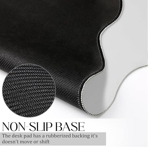 Hahafelt Scalloped Desk Mat Waterproof,White,23.6 X 13.8 Inches | Coquette Preppy Style for School Office Makeup Vanity, Nonslip Gaming Desktop Protector with Scalloped Stitched Edge Mat thumbnail 4