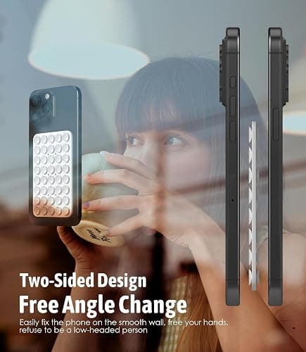 Seltureone 40 Grain Double Sided Silicone Suction Cup, Phone Suction Pad with Strong Adhesion, Silicone Grip for Selfies and Videos, Hands-Free Accessories for Phone Case - White thumbnail 6