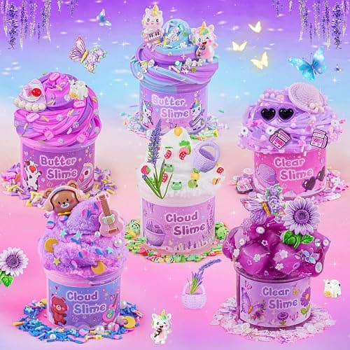 6 Pack Slimes, Purple Slime for Kids, Butter Cloud Slime kit for Girls Ages 8-12, Toys for Girls and Boys, Birthday Halloween Christmas Party Favors for Kids Goodie Bag Stuffers thumbnail 5