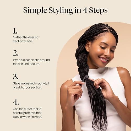 Kitsch Clear Hair Rubber Bands & Black Hair Tie Cutter Tool Set - No-Snag Clear Elastic Hair Ties | Damage-Free & Gentle Hold | Ideal For Daily Use | Women, Kids - 200pcs Set thumbnail 6