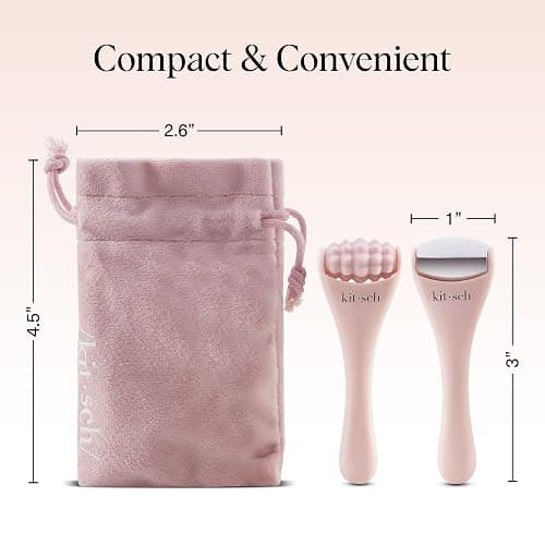 Kitsch Mini Facial Roller & Ice Face Roller Skin Care Tool Set for Women - Face Massager for Puffy Eyes, Cold Therapy, Lymphatic Drainage Massager, Self Care Gifts for Women & Men - Blush thumbnail 5
